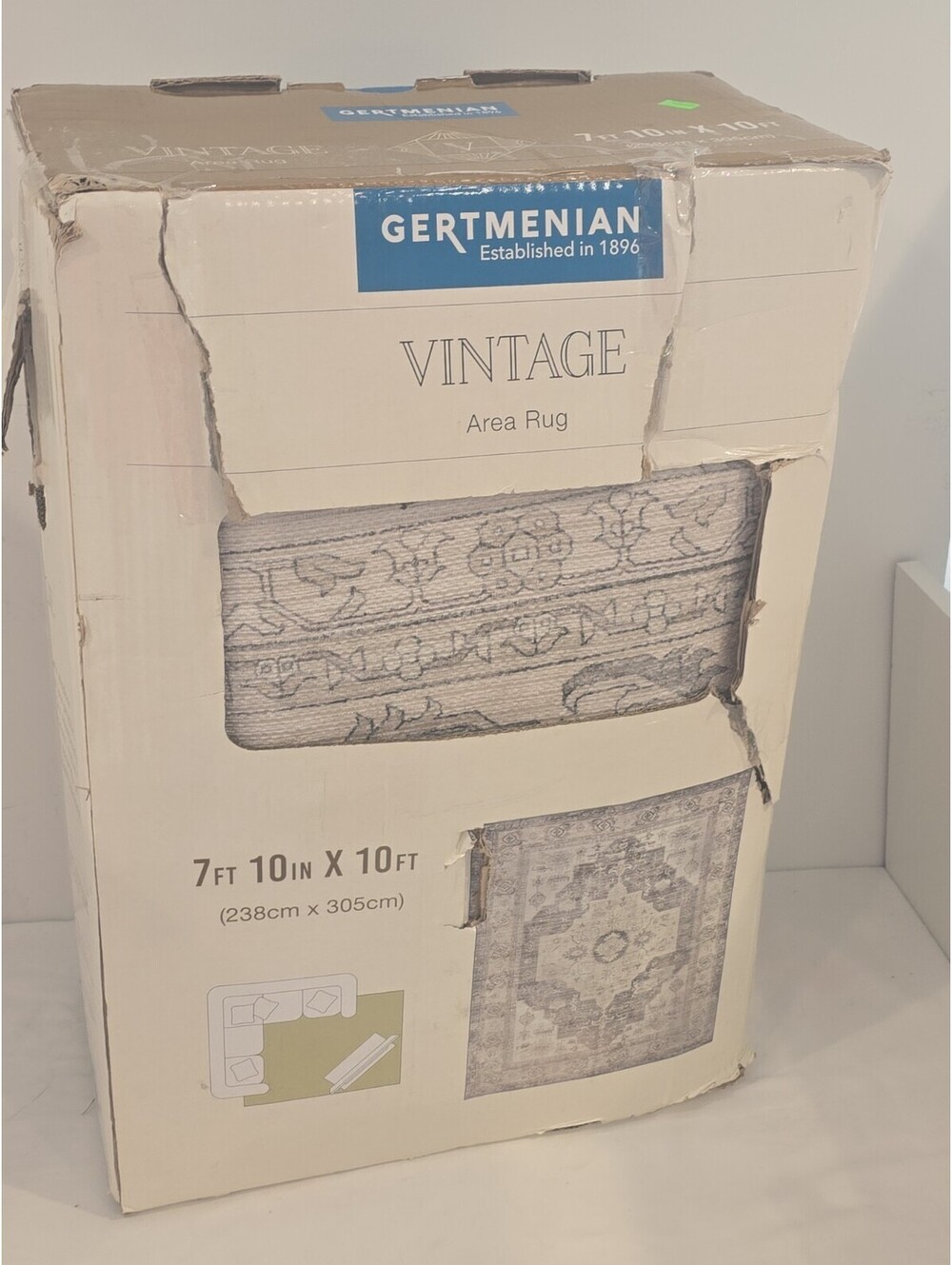Gertmenian Vintage Distressed Area Rug Gray 7'10" x 10' Rectangle